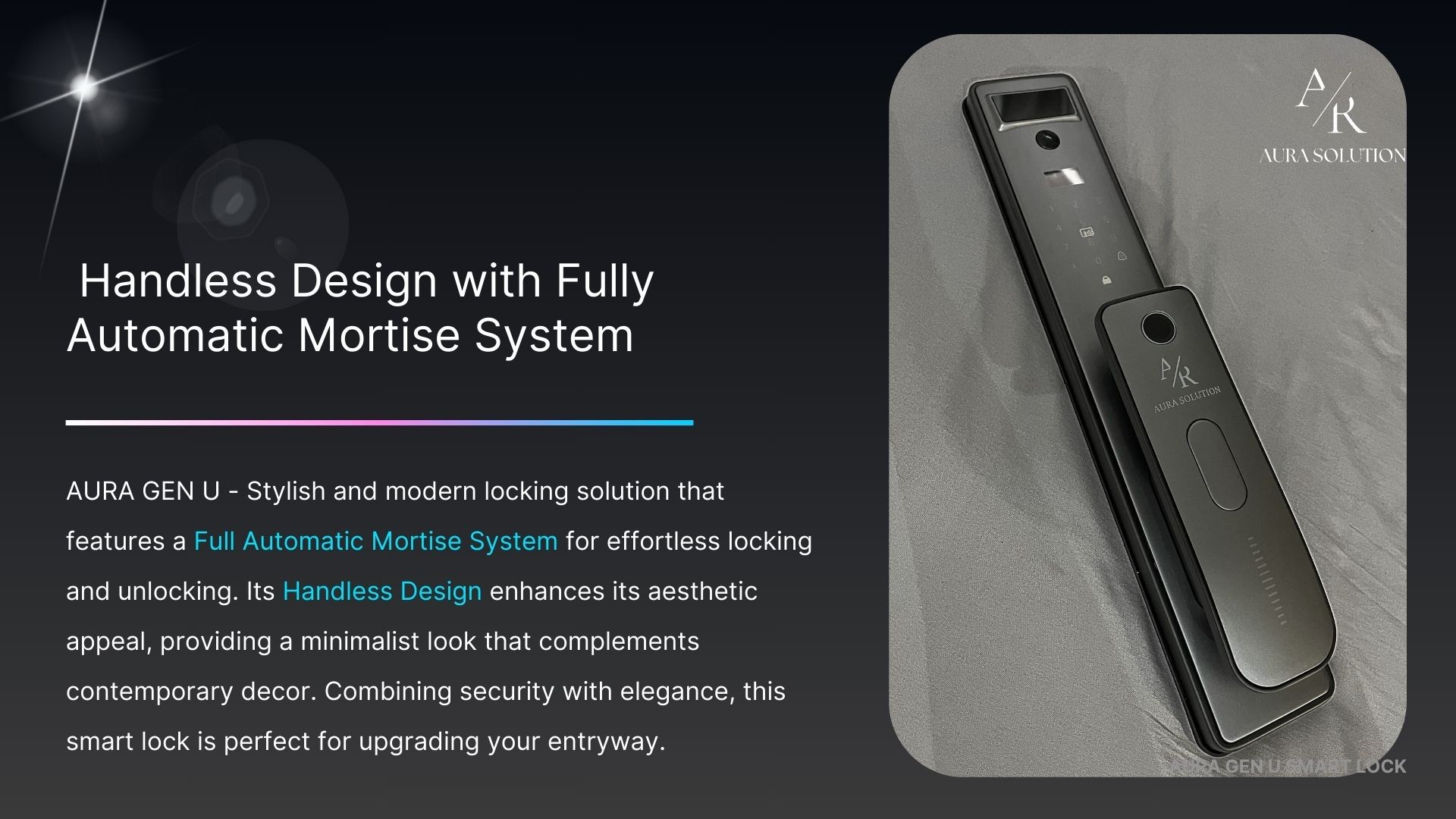 AURA GEN U smart lock with compact design, fingerprint and PIN access, featuring built-in 1080p HD Cat Eye Camera for real-time video monitoring on Malaysian homes.