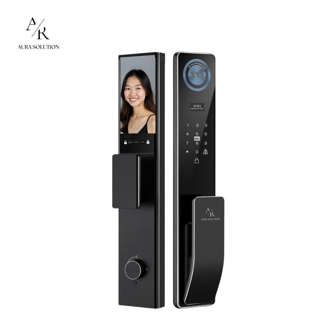 AURA ELITE S1 smart lock with palm veins, 3D face recognition and live CCTV for home security AURA ELITE S1 smart lock with palm veins, 3D face recognition and live CCTV for home security